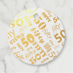 Étiquette-cadeau VÉRITABLE Gold Foil 50e anniversaire