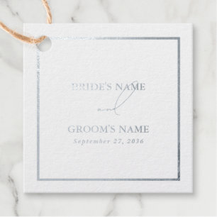 Étiquette-cadeau Véritable Mariage Moderne Blanc Feuille d'Argent