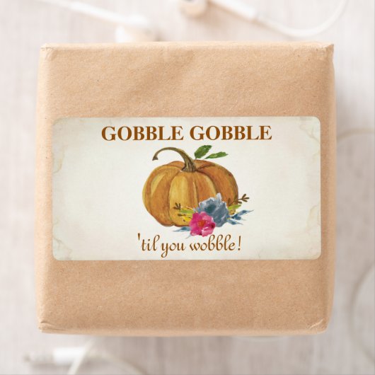 Étiquette Cadeau vintage Orange Citrouille Thanksgiving (En situation)