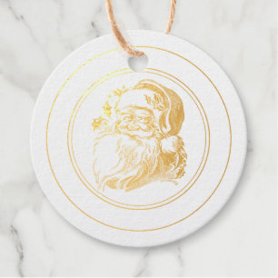 Étiquette-cadeau Vintage Père Noël Visage Sceau d'approbation Noël