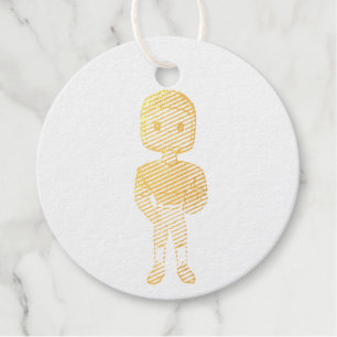 Étiquette-cadeau vintage retro joueur de football bleu jaune simple