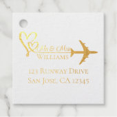 Étiquette-cadeau Voyage Mariage Avion & Cœurs Aviation Moderne (Devant)