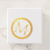 Étiquette-cadeau VRAI FOIL or ou argent Monogramme Merci circulaire (Avec boite)