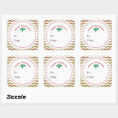 Étiquette cadeau Zigzags Rouges & Verts, Joyeux No (Feuille)