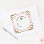 Étiquette cadeau Zigzags Rouges & Verts, Joyeux No (Enveloppe)