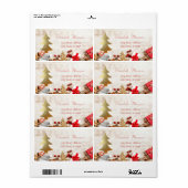Étiquette Cadeaux de Noël, arbre doré, texture de bois (Feuille entière)