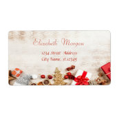 Étiquette Cadeaux de Noël, Arbre, Texture du bois (Devant)