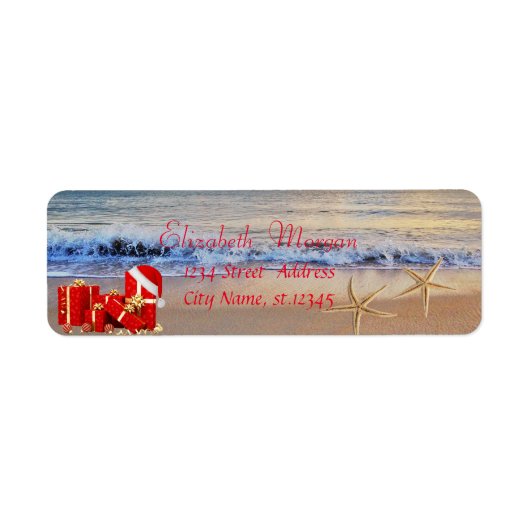 Étiquette Cadeaux de Noël élégants,Plage (Devant)