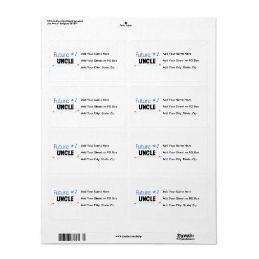 Étiquette Cadeaux d'oncles futurs (Feuille entière)