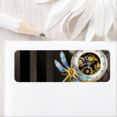 Étiquette Cadran Steampunk avec libellule (En situation)