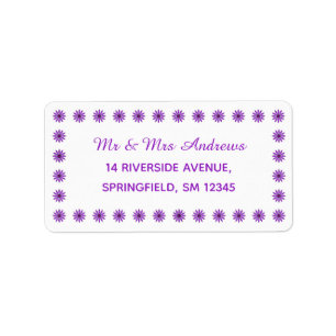 Étiquette Cadre de fleurs mignonne violet personnalisé