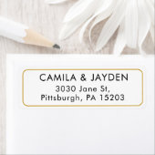 Étiquette Cadre de mariage élégant minimal en or Adresse de (En situation)