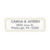 Étiquette Cadre de mariage élégant minimal en or Adresse de (Devant)