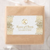 Étiquette Cadre en dentelle Paisley blanc et or (En situation)