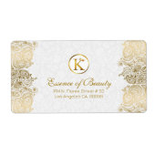 Étiquette Cadre en dentelle Paisley blanc et or (Devant)