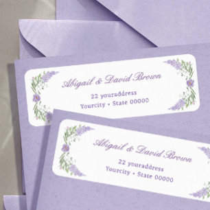Étiquette Cadre Fleuris Lilas Lavande Adresse de Retour