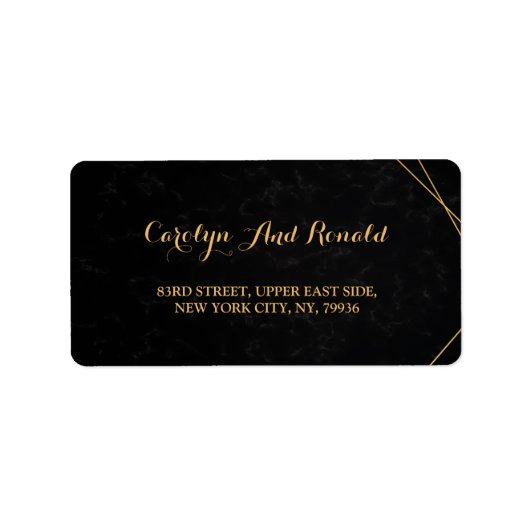 Étiquette Cadre géométrique noir et or chic (Devant)