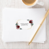 Étiquette Cadre géométrique Or Bourgogne Fleurs d'hiver (En situation)