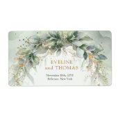 Étiquette Cadre ovale doré feuillage verdoyant (Devant)