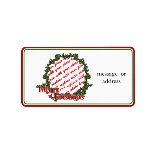 Étiquette Cadre photo Holly Wreath Circle (Devant)