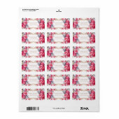 Étiquette Cadre rose Floral Baroque Romantique Or (Feuille entière)