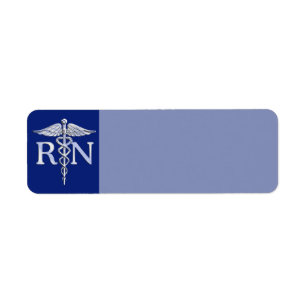 Étiquette Caducée de RN d'infirmier autorisé sur le bleu