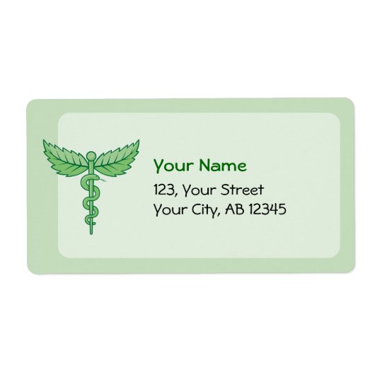 Étiquette Caduceus avec feuilles (Devant)