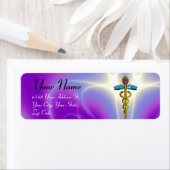 Étiquette CADUCUS D'OR, violet vibrant, violet violet (En situation)