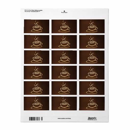 Étiquette Café Dans Ma Coupe (Feuille entière)