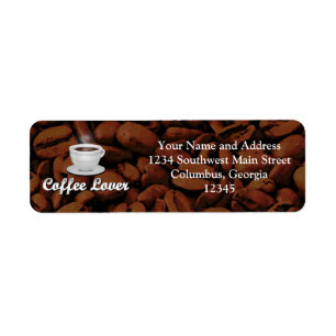 Étiquette Café Lover, White Cup/haricots Brown