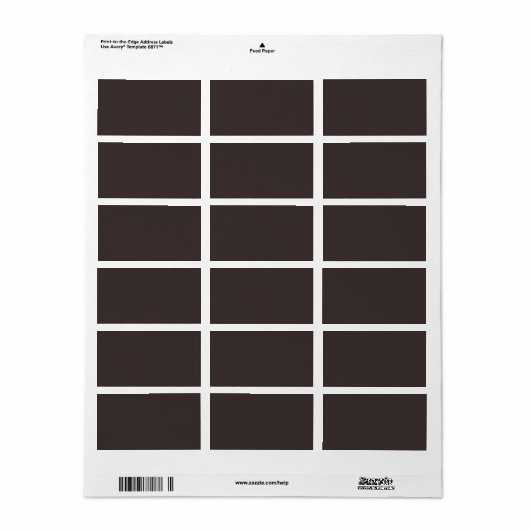 Étiquette Café noir (couleur solide) (Feuille entière)