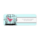 Étiquette Cage à oiseaux Rose Oiseau Notes de musique et Cœu (Devant)