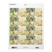 Étiquette Cage vintage d'oiseaux Damask Gold Bird Cage (Feuille entière)