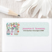 Étiquette Cages d'oiseaux suspendus et fleurs rétro Fête des (En situation)