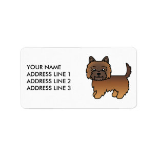 Étiquette Cairn Terrier Bringé Rouge Chien Et Texte Personna