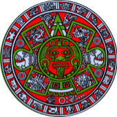Étiquette Calendrier Aztèque Mexicain Pierre de Soleil Hispa