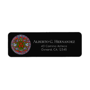 Étiquette Calendrier aztèque mexicain rétro Sunstone Hispani