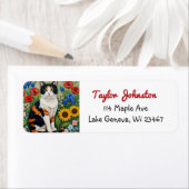 Étiquette Calico Cat and Folk Art Sunflowers (En situation)