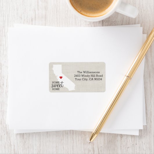 Étiquette California State Love Map Home Sweet Home Custom (En situation)