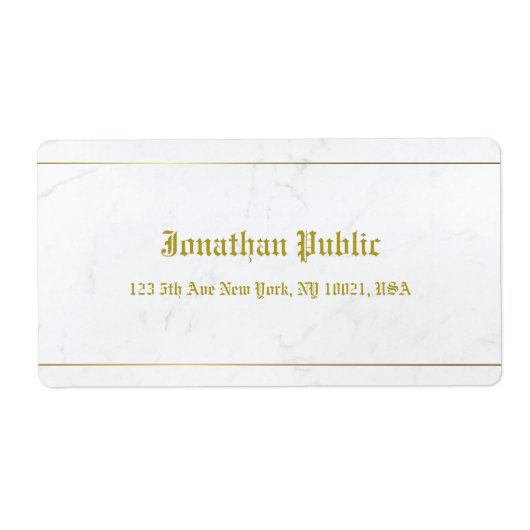 Étiquette Calligraphie Ancien Style Élégant Marbre Or Expédi (Devant)