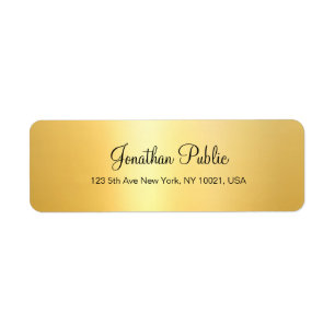 Étiquette Calligraphie de script manuel moderne Faux Gold El