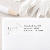 Étiquette Calligraphie du Mariage du coeur Adresse de retour (En situation)