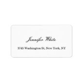 Étiquette Calligraphie élégant Noir & Blanc Classique (Devant)