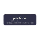 Étiquette Calligraphie élégante marine et crème (Devant)