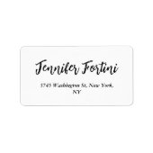Étiquette Calligraphie Élégante Noir & Blanc Plaine Simple (Devant)