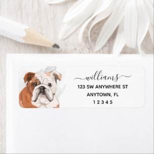 Étiquette Calligraphie English Bulldog Adresse de retour