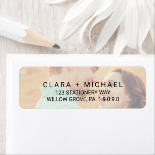 Étiquette Calligraphie lunaire Mariage photo défraîchi