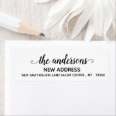 Étiquette Calligraphie manuscrite déplacée Nouvelle adresse (En situation)