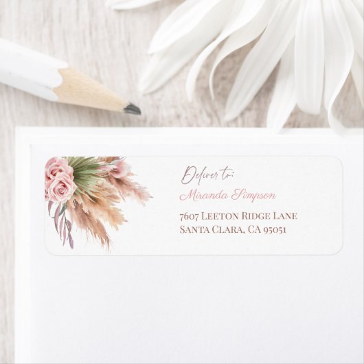 Étiquette Calligraphie minimaliste script boho herbe de Pamp (En situation)