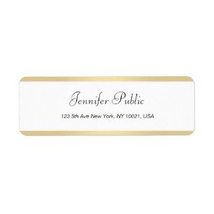 Étiquette Calligraphie moderne Gold White Élégant Minimali